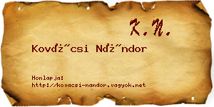 Kovácsi Nándor névjegykártya